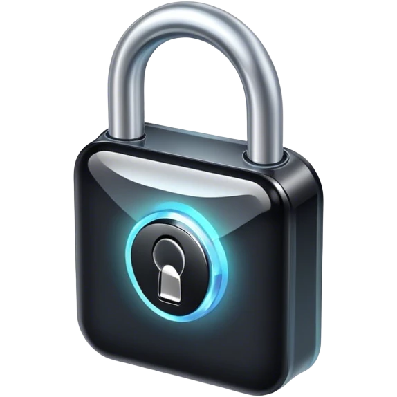 Holographic and glassmorphic black lock emoji