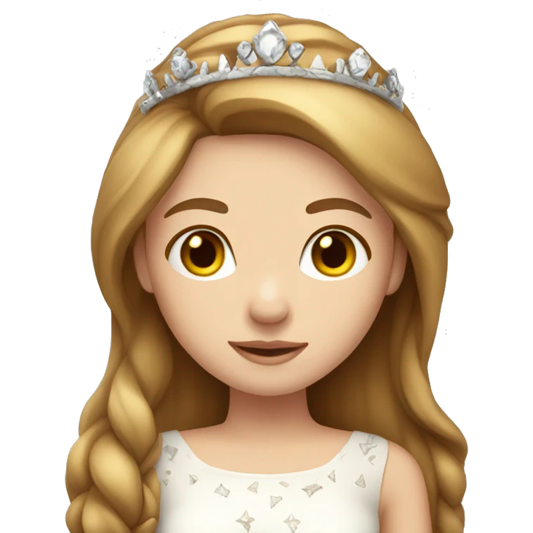 girl white skin straight light brown hair wearing crown and dress emoji