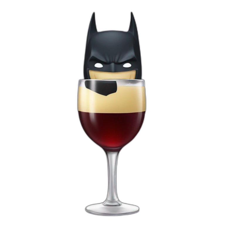 Batman con una copa con vino emoji