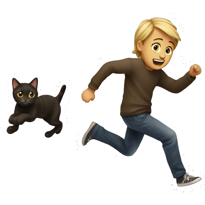 Me chasing cat emoji