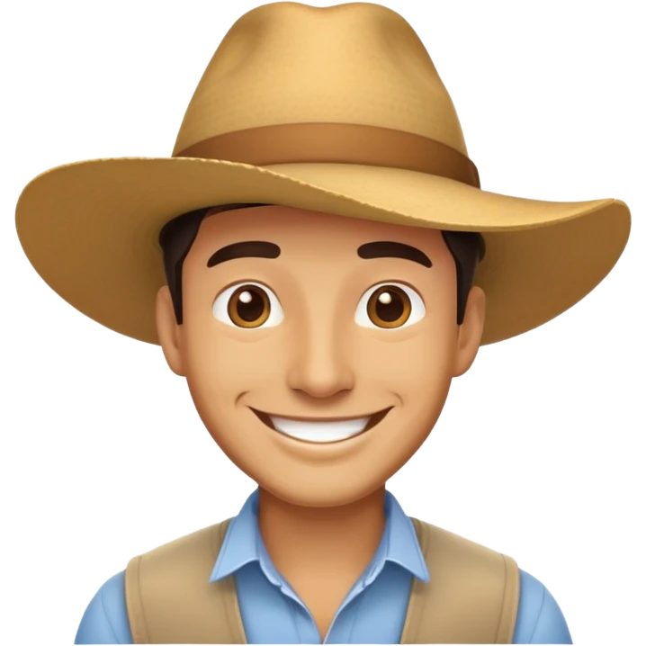 man with a wide-brimmed hat, smiling emoji