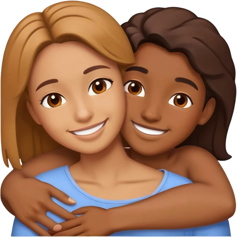 White friend hugging mixed friend emoji