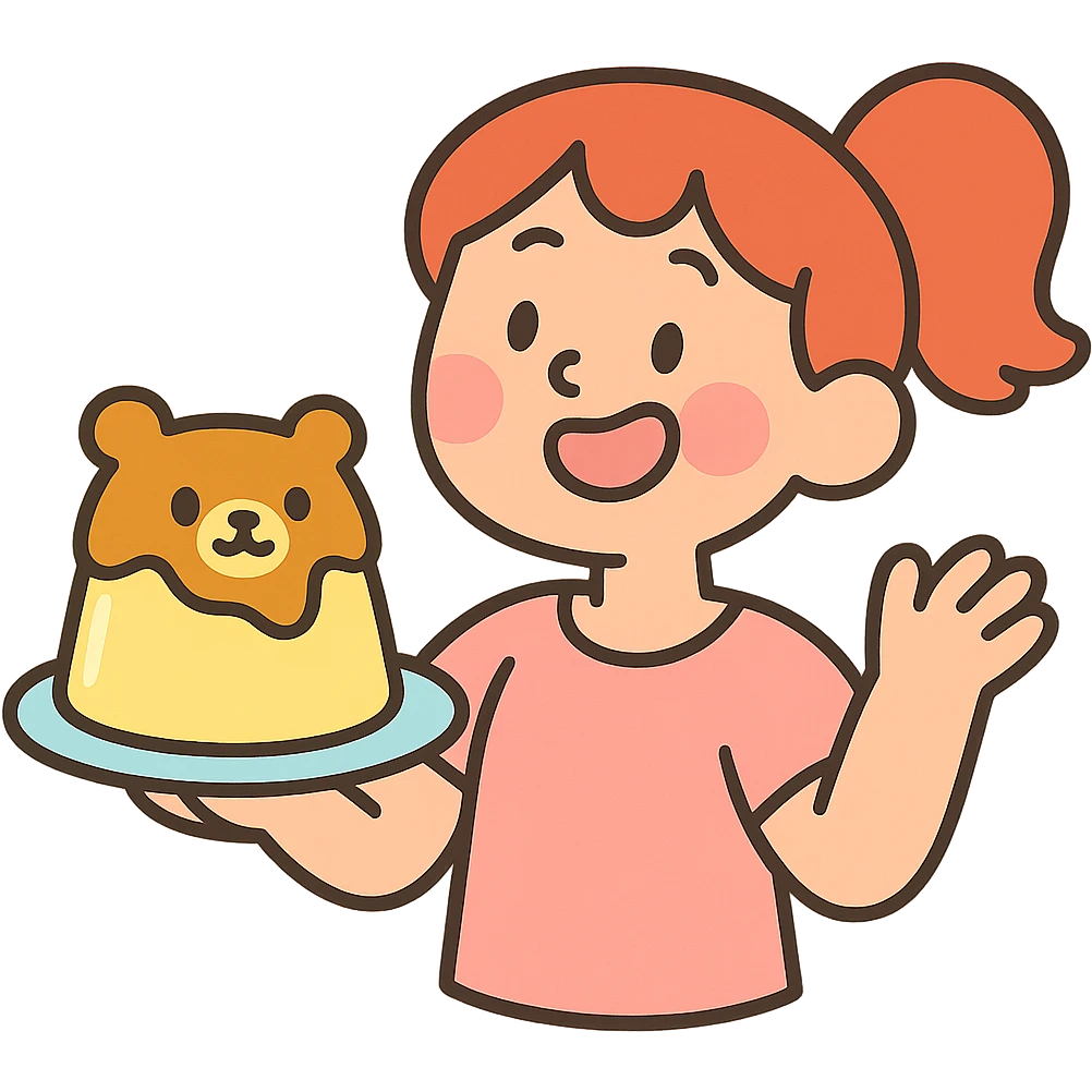 cute bear-shaped pudding, pastel toon style emoji