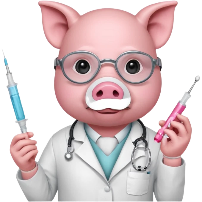 Pig doctor with mask and syringe.














 emoji