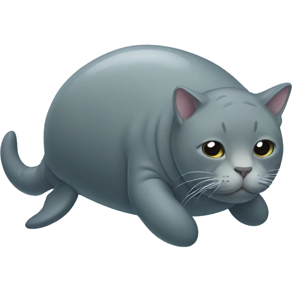 cat standing on a manatee emoji
