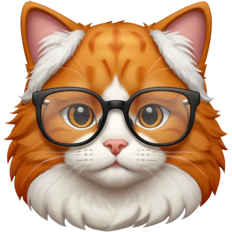 Orange cat wearing nerdy square glasses. emoji