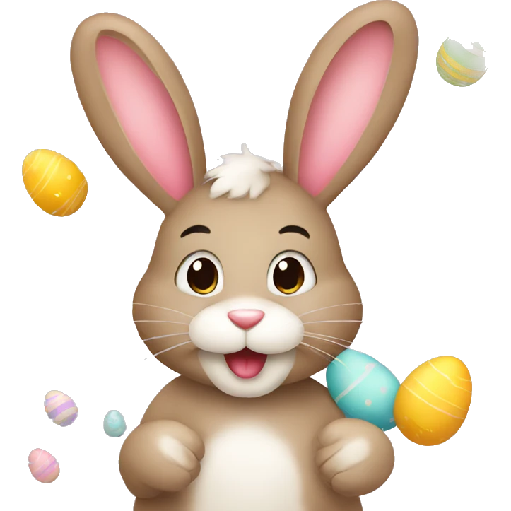Easter Greeting Card with Bunny, square frame emoji