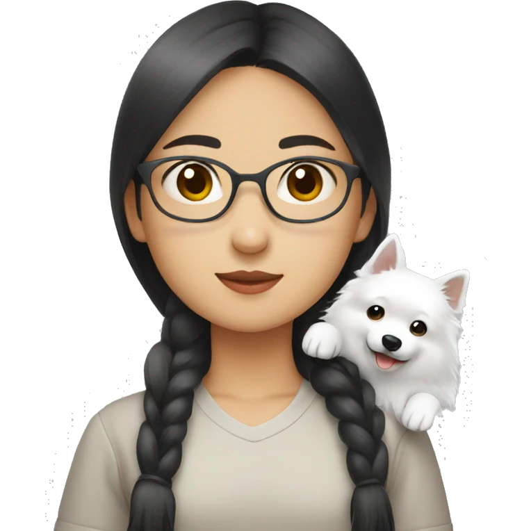 asian girl with Japanese spitz dog emoji