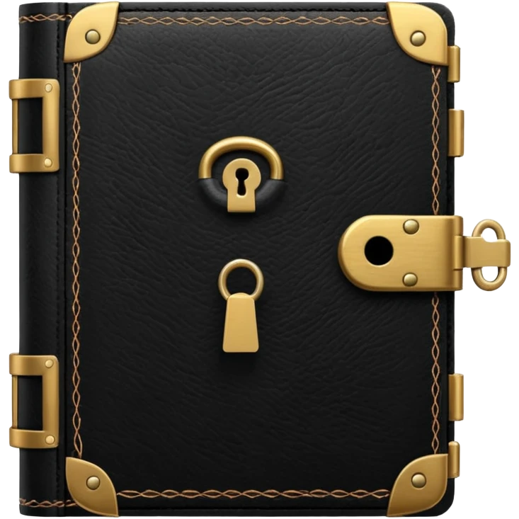 vintage black diary with lock and key emoji