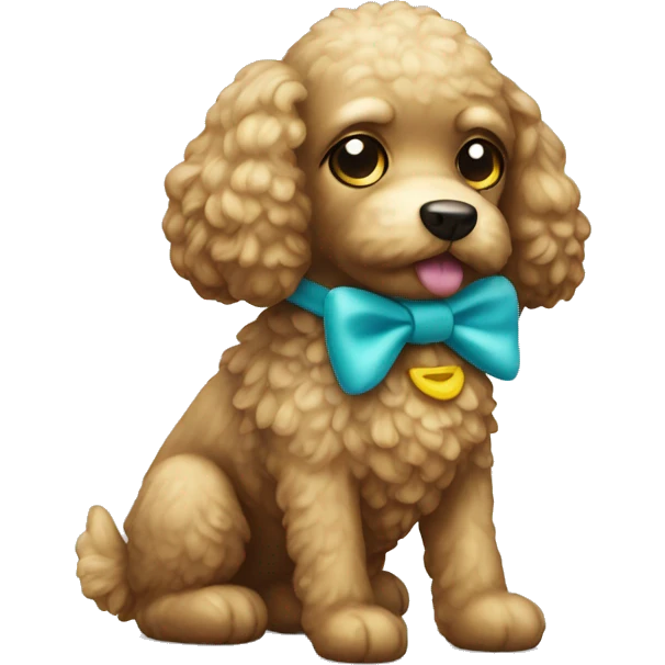 Dog pudel toy with bow emoji