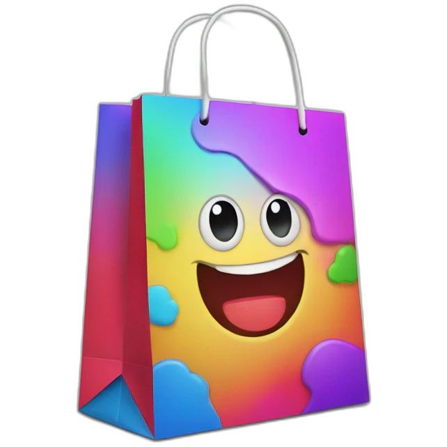 colorful giftbag without face emoji