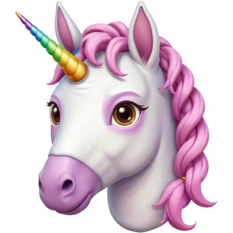 braided unicorn wiith big visible braids looking into the camera spectacled emoji
