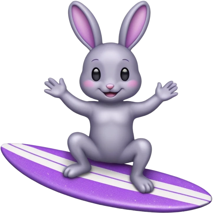 Glitter happy gray bunny purple cian surf emoji