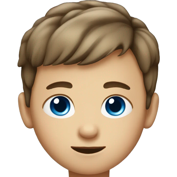 young Boy with blue eyes and short brown hair  emoji