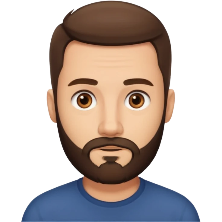 man, short hair, brown eyes, full beard, interested in what he sees emoji