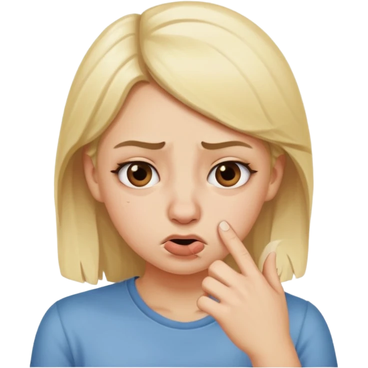 white blonde girl holding her nose because something stinks  emoji