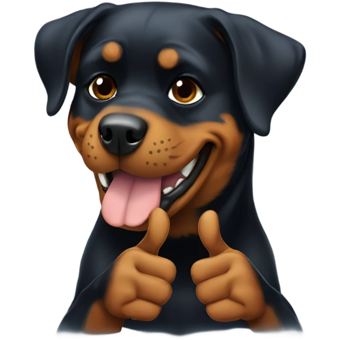 Rottweiler giving a thumbs up emoji