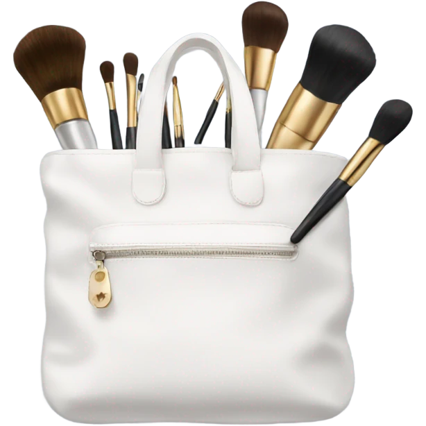 White bag with makeup brushes emoji
