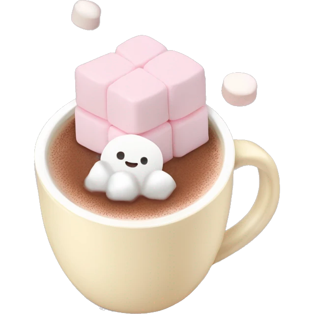 Light Pink mug of hot chocolate with marshmallows  emoji