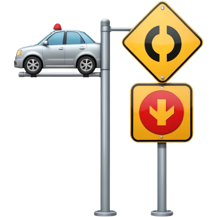 A 3D cartoon street sign showing a towing symbol, on a metal pole, clean background, Memoji-style rendering. emoji