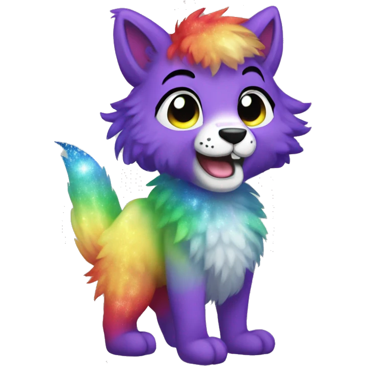 Furry, sparkle, rainbow, animal, anthro, full body, fursona emoji