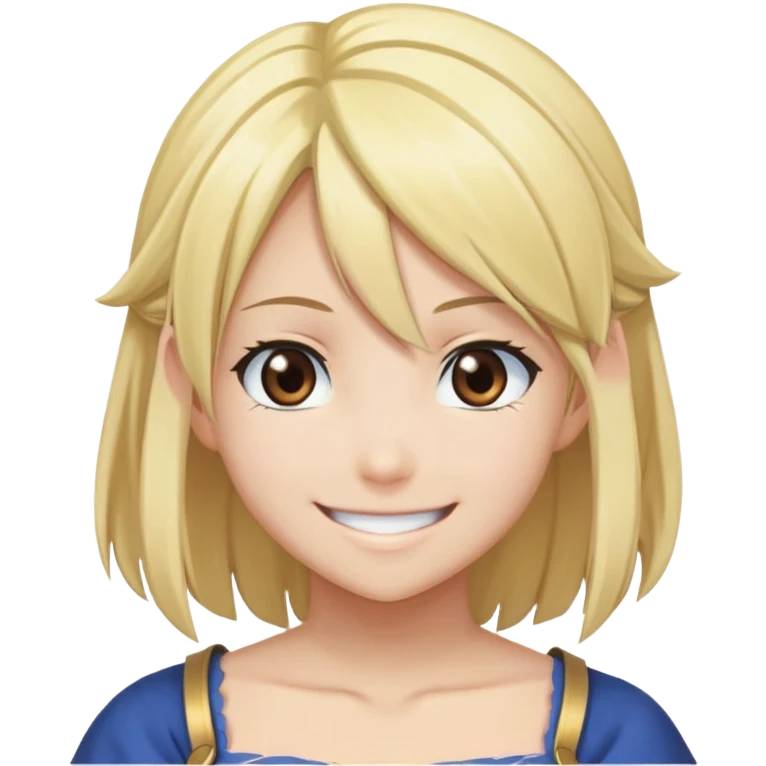 Smiling Lucy Heartfilia from Fairy Tail with blonde hair and brown eyes emoji