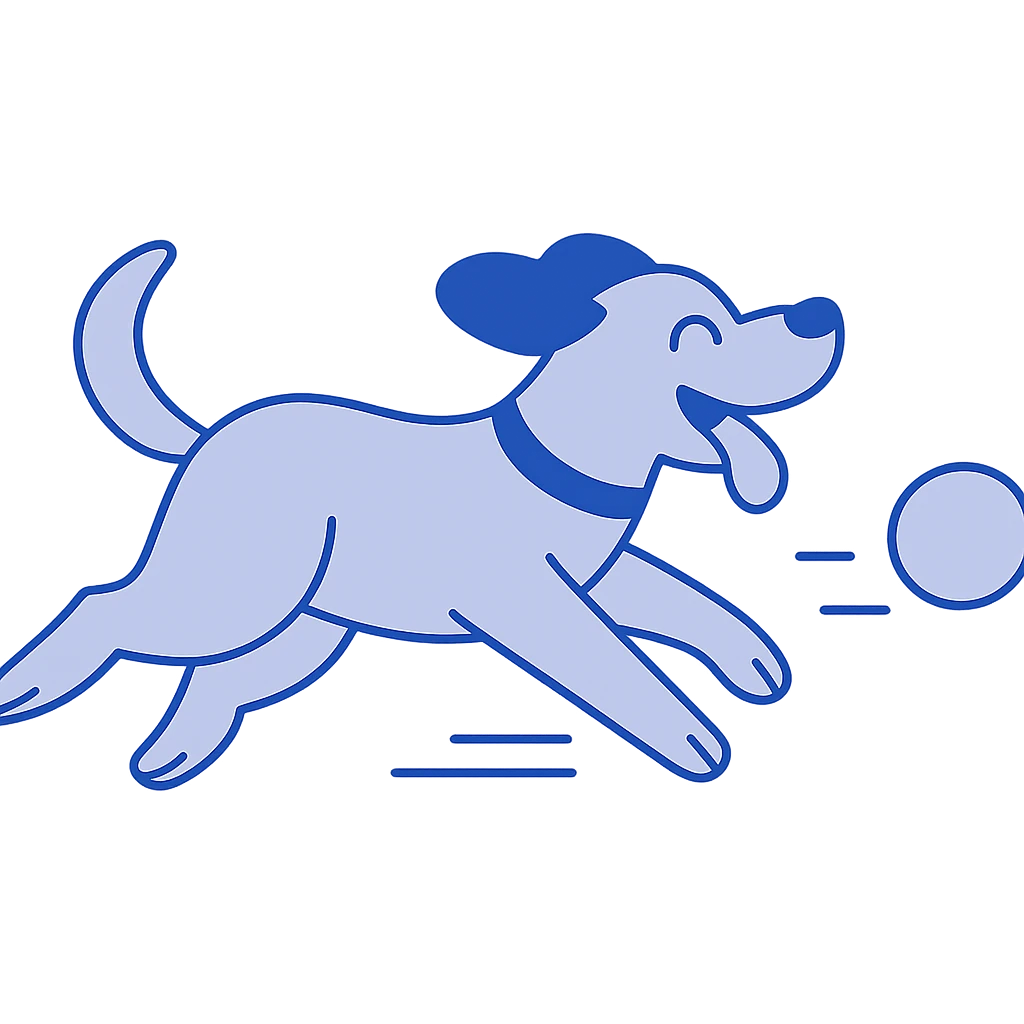 happy dog running after ball emoji