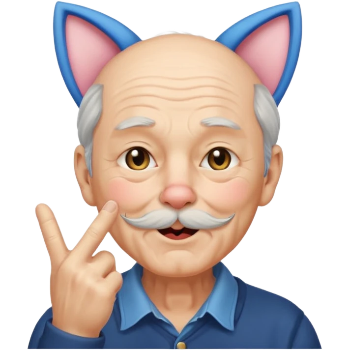 고양이귀가 달리고 윙크를 하며 키스를 날리는 할아버지 emoji