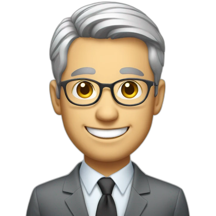 Smiling réal estate agent with a graying bearb and short hair emoji