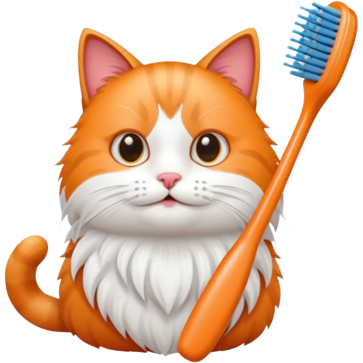 cat, tooth brush, hair brush emoji