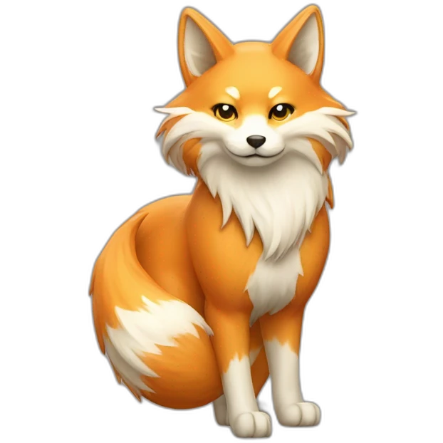 kitsune with 9 big petalshaped tails at back emoji