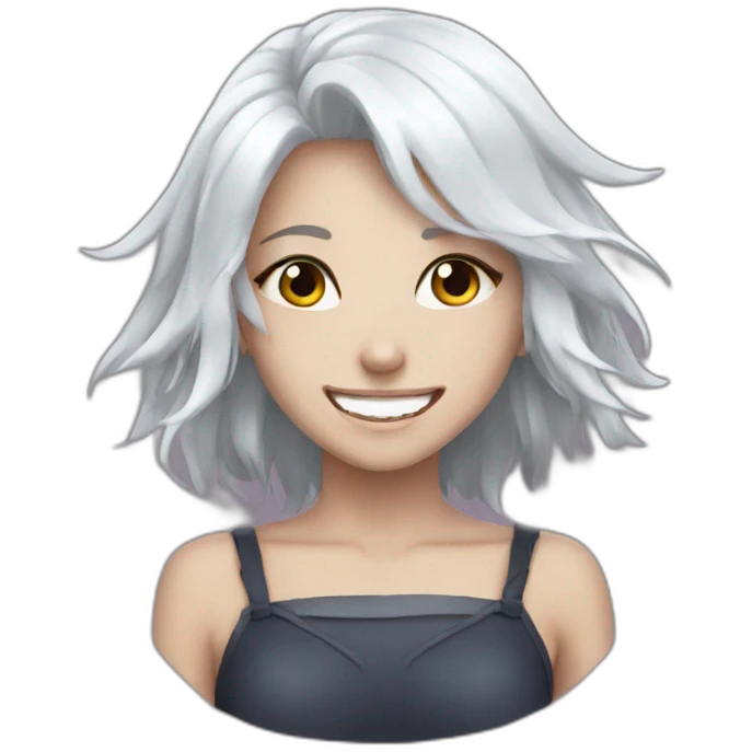 White haired demon girl happy emoji