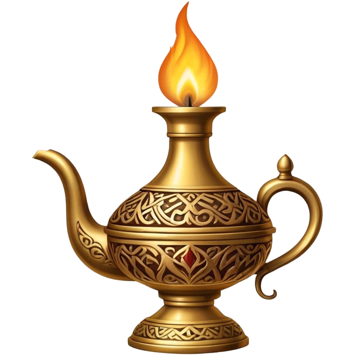 traditional middle eastern oil lamp with flame emoji