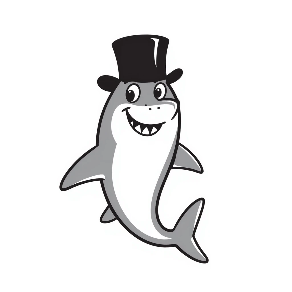 shark wearing a fancy black top hat emoji