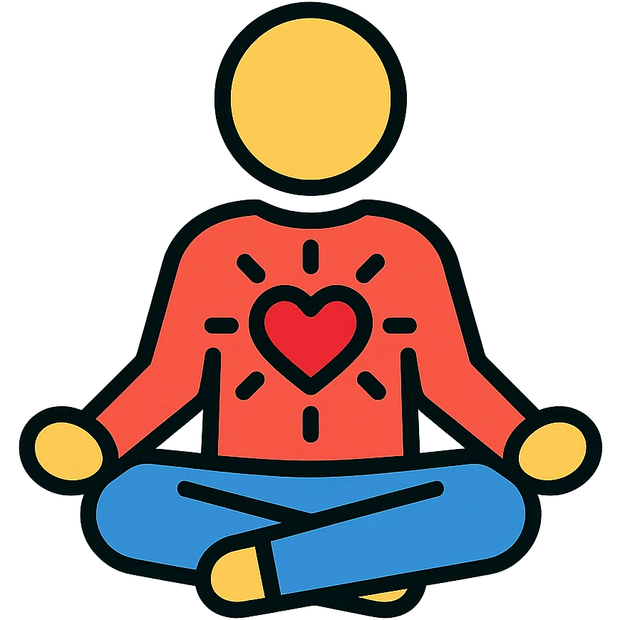 Person is meditating and his heart is glowing and shining emoji