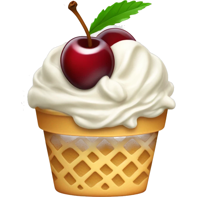 vanilla ice cream bowl with cherry on top emoji