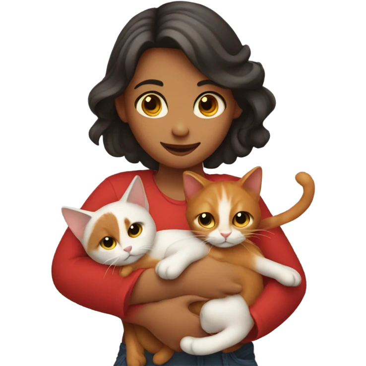 girl with red cat in her arms emoji