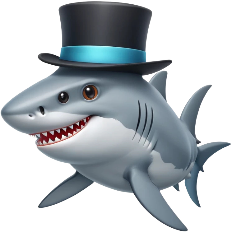 Shark with a top hat emoji