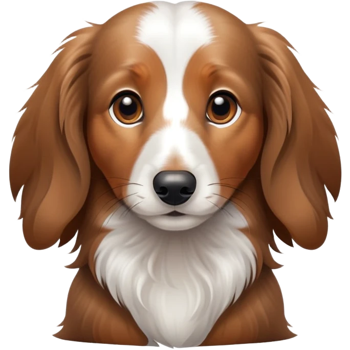 White and brown longhaired dachshund  emoji