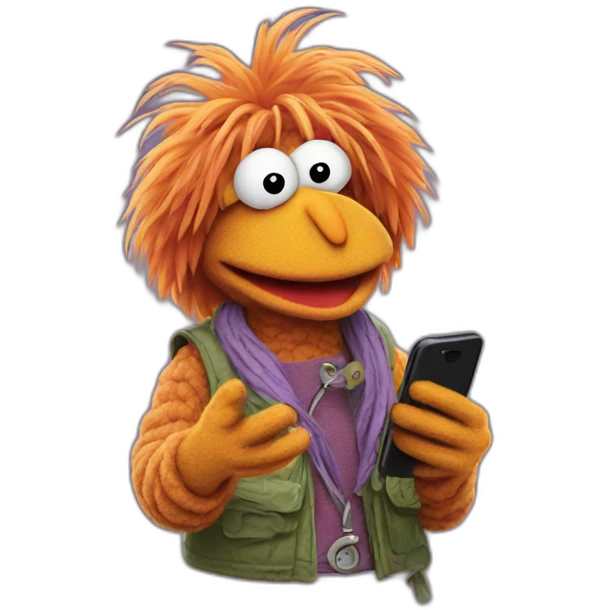 FRAGGLE with cellphone  emoji
