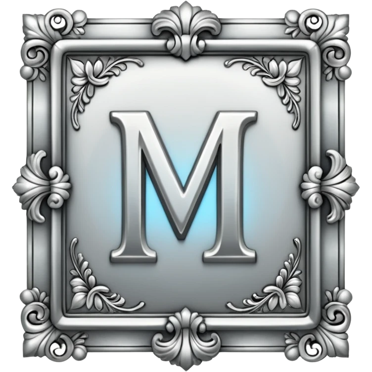 m 실버 이니셜 엔틱 emoji