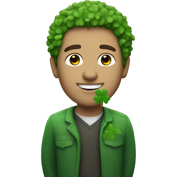 white man with clover emoji
