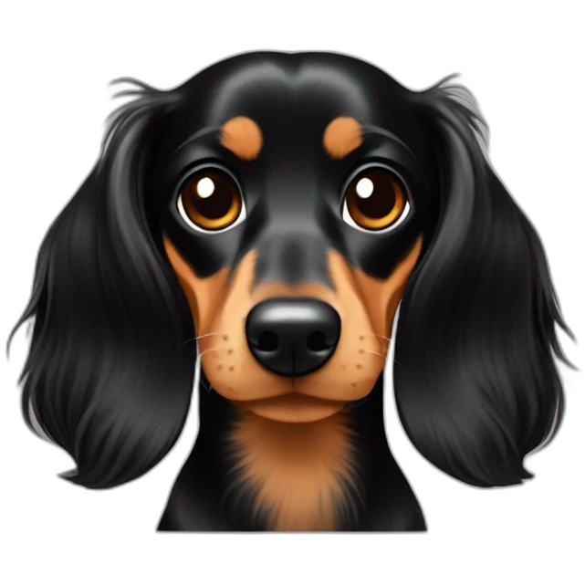 Long haired minature dachshund Black and tan adult emoji