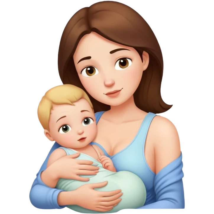 Mother breastfeeding her baby, gentle expression emoji