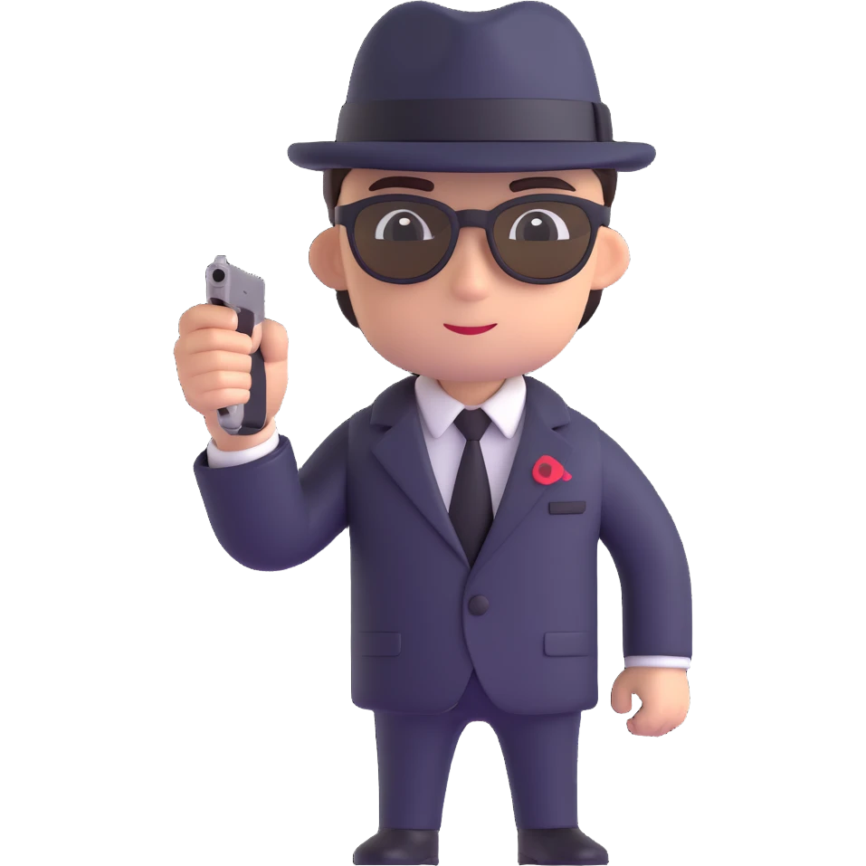 rookie secret agent, no sunglasses, youthful expression emoji