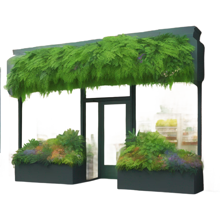 shopfront with green roof emoji