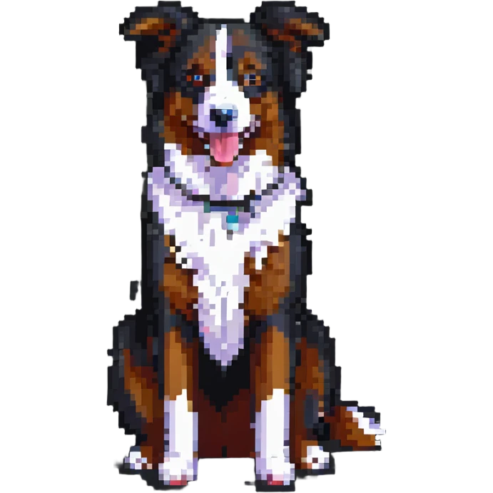border collie dog, pixel art style emoji