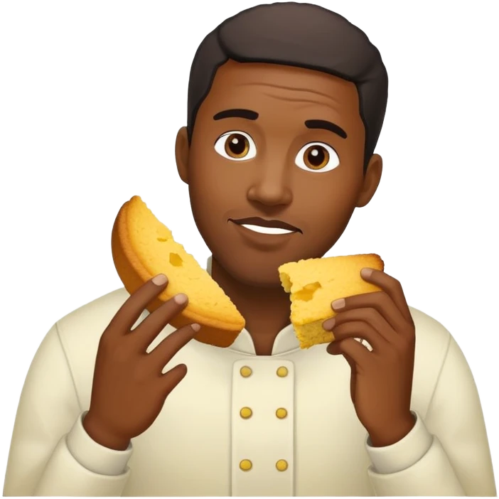 Black man, eating cornbread emoji