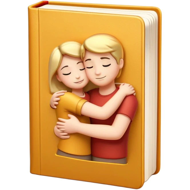 Book with arms hugging a person, showing affection emoji