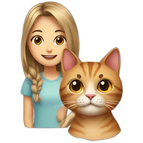 cat and girl emoji